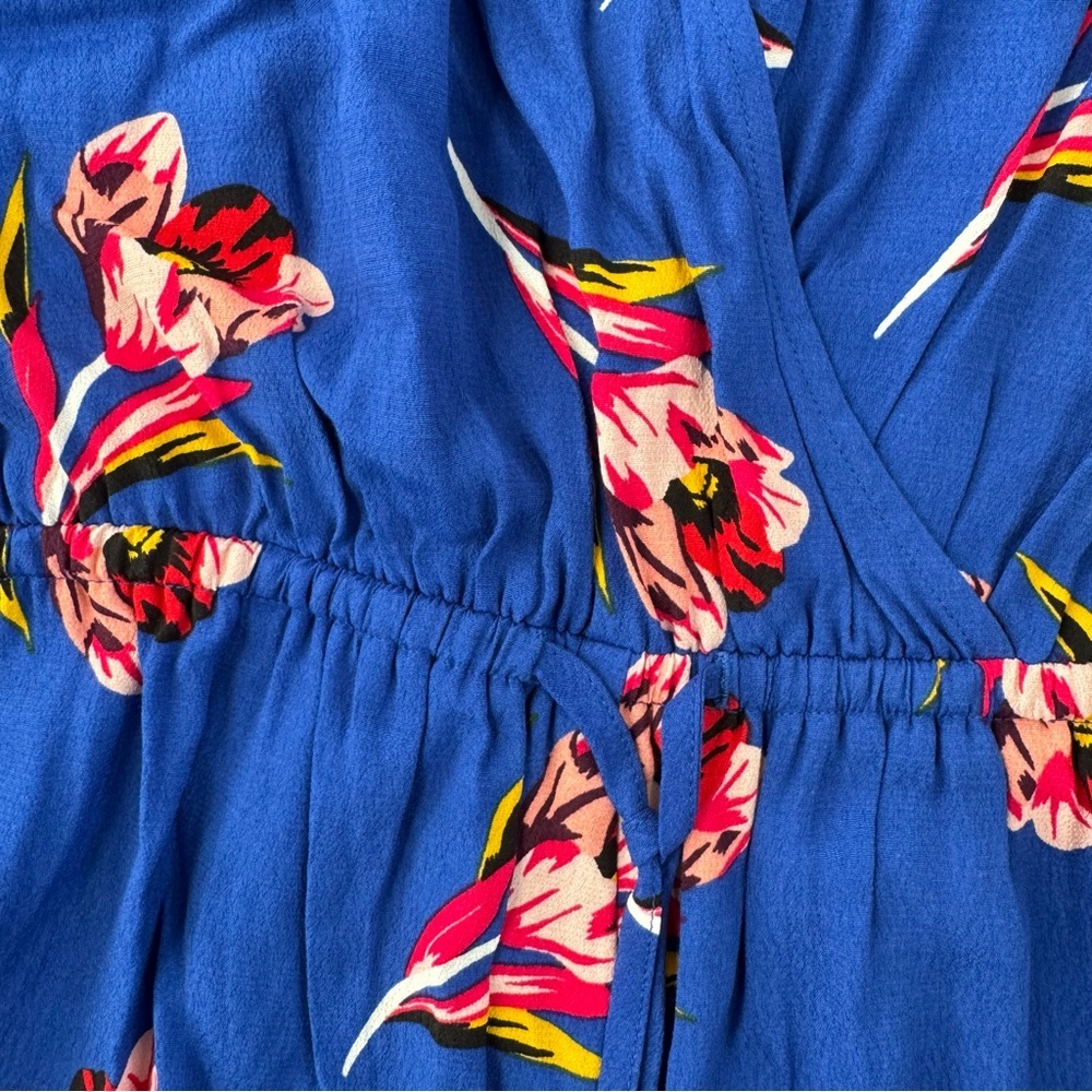 NWT Express Surplice Bell Sleeve Blue Floral Romper Medium - Picture 5 of 7